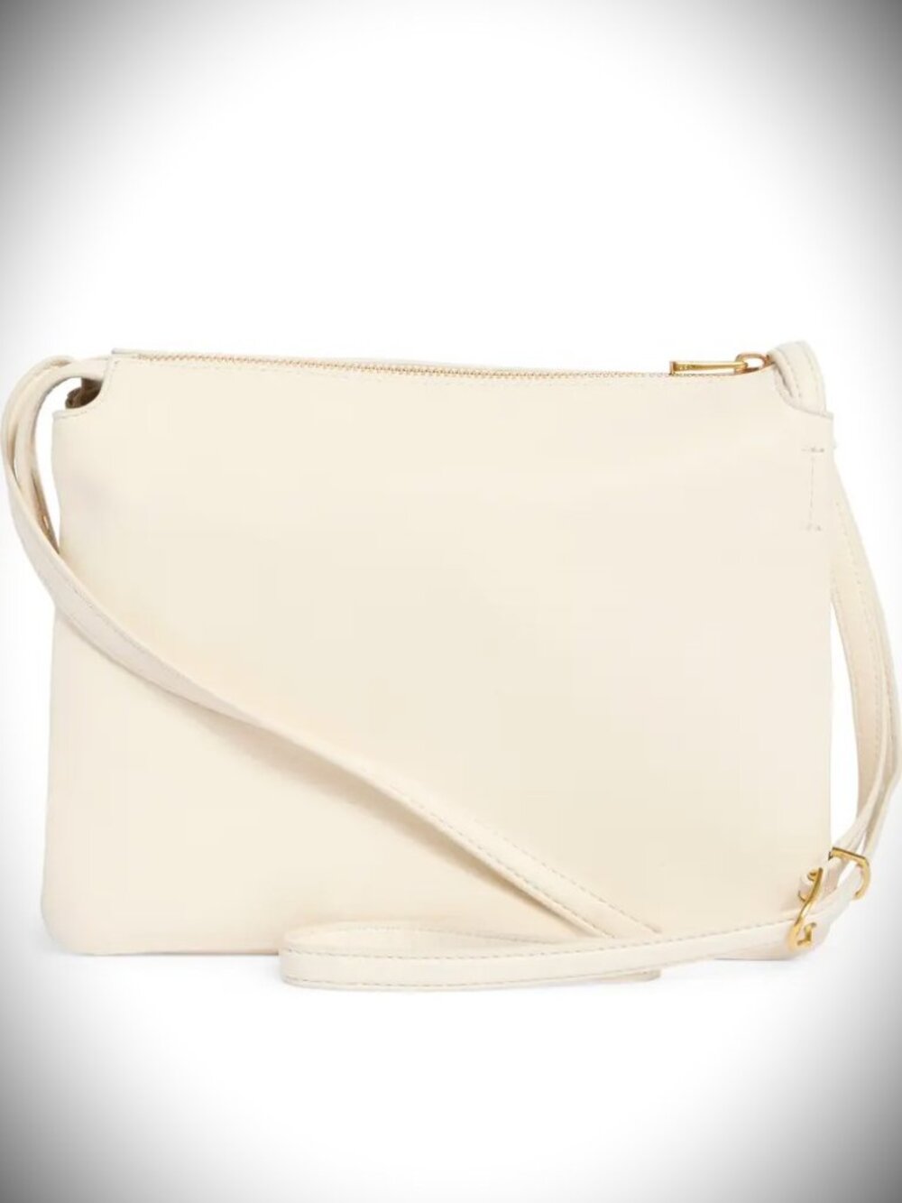 VINCE Sammi Triple Compartment Milk Color Leather Swing Crossbody Bag